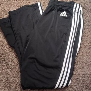 Adidas Kids Black Joggers with White Stripes